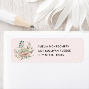 Magical Rose and Butterfly Pastel Colors - Address Label