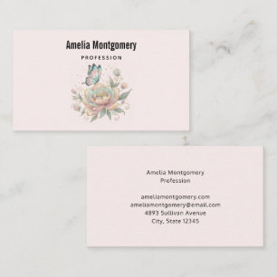 Magical Rose and Butterfly Pastel Colors Business Card