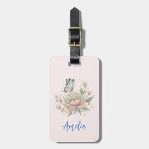 Magical Rose and Butterfly Pastel Colors Luggage Tag