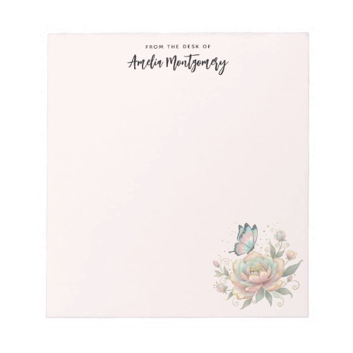 Magical Rose and Butterfly Pastel Colors Notepad