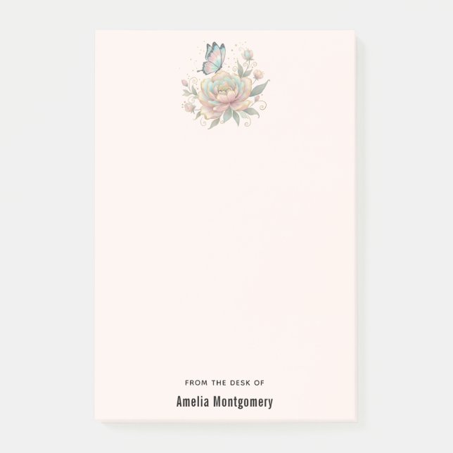 Magical Rose and Butterfly Pastel Colors Post-it Notes (Front)