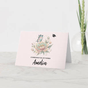 Magical Rose and Butterfly Pastel Graduation Card