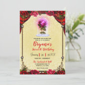 Magical Rose Beauty Birthday Sweet 16 Birthday Invitation (Standing Front)