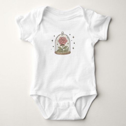 Magical Rose in Glass Cloche Sparkles Vintage Baby Bodysuit