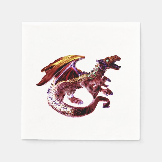 Magical Ruby Red Dragon Celebration Party Napkins (Front)