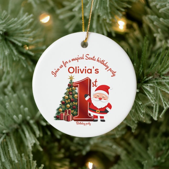Magical Santa Birthday Design for Kids Ceramic Ornament (Tree)