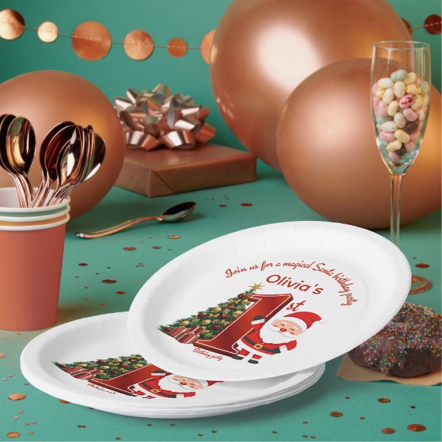Magical Santa Birthday Design for Kids Paper Plates (Multi)