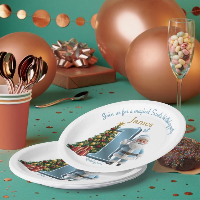 Magical Santa Birthday Invitation – 1st Birthday Paper Plates (Multi)