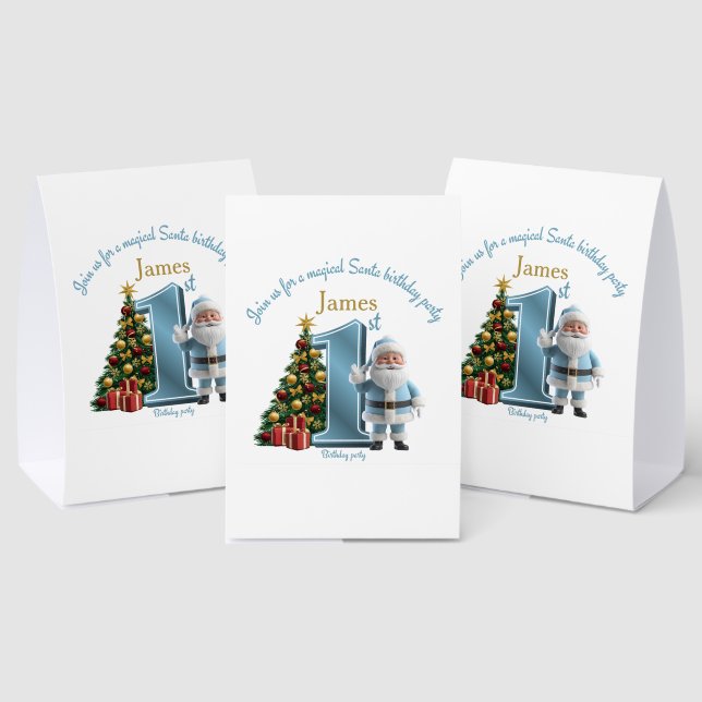 Magical Santa Birthday Invitation – 1st Birthday Paper Table Tent (Insitu(Multi))