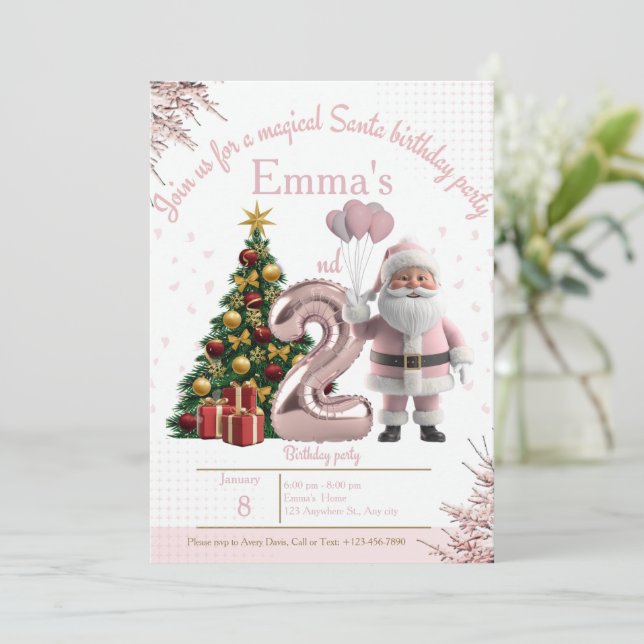 Magical Santa Birthday Invitation – 2nd Birthday (Standing Front)