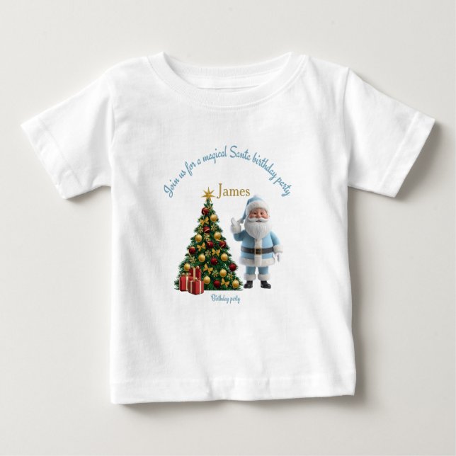 Magical Santa Birthday Invitation  Baby T-Shirt (Front)