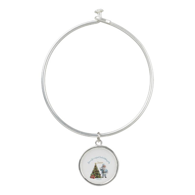 Magical Santa Birthday Invitation  Bangle Bracelet (Front)