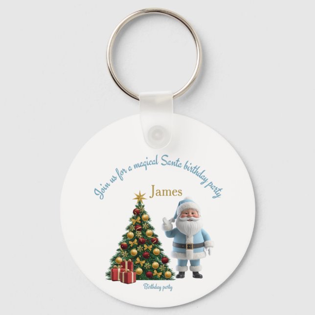 Magical Santa Birthday Invitation  Keychain (Front)