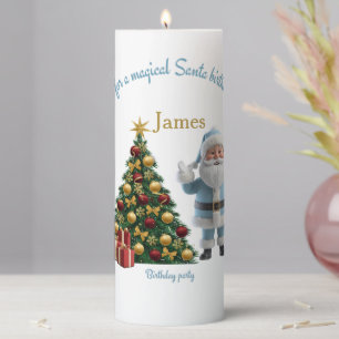 Magical Santa Birthday Invitation Pillar Candle