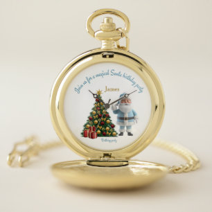 Magical Santa Birthday Invitation Pocket Watch