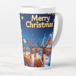 Magical Santa Claus Sleigh Ride with Reindeer Latte Mug