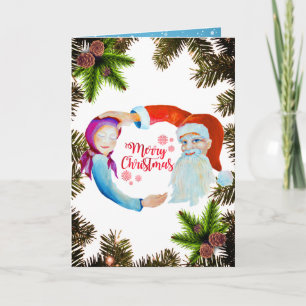 Magical Santa Claus with Whimsical Baby Girl Card