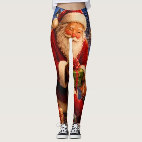 Magical Santa & Winter Village Holiday Leggings