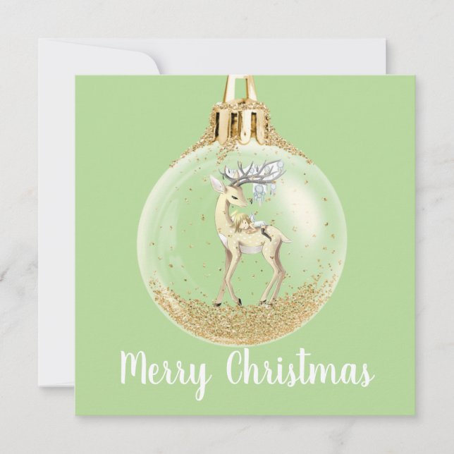 Magical Scene Christmas Ornament Holiday Card (Front)