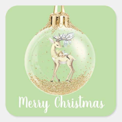 Magical Scene Christmas Ornament Square Sticker