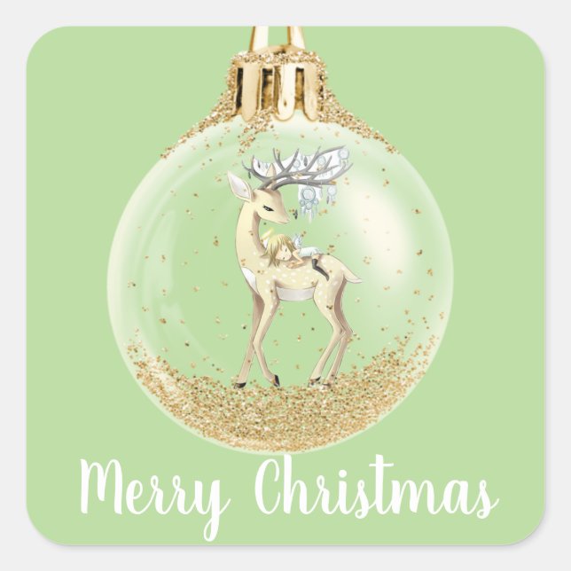 Magical Scene Christmas Ornament Square Sticker (Front)