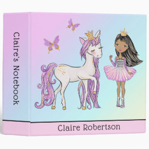 Magical School Unicorn Pink Lavender 3 Ring Binder