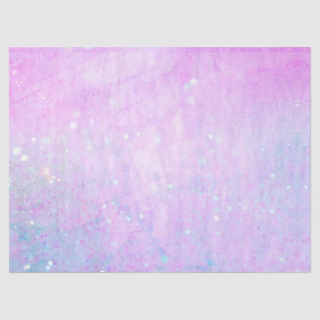 Magical Script Decoupage Purple Pink Faux Glitter Tissue Paper (Front)