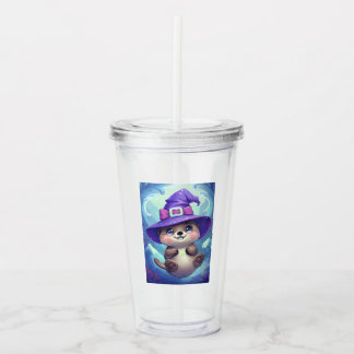 Magical Sea Otter Witch Plastic Cup