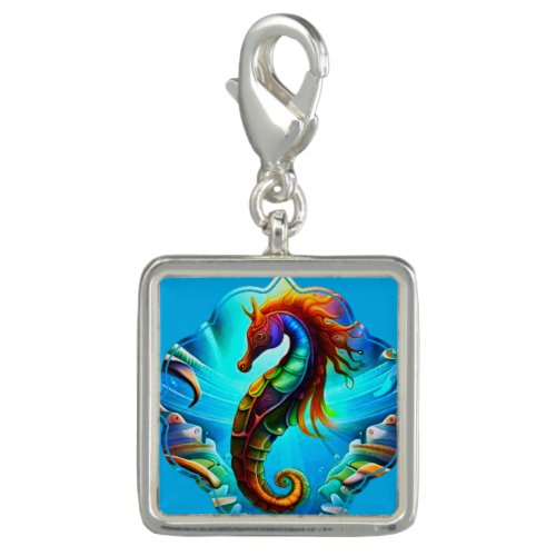 magical seahorse square charm
