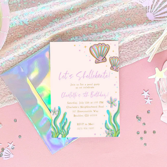 Magical Shell-e-bration Birthday Party Invitation | Zazzle
