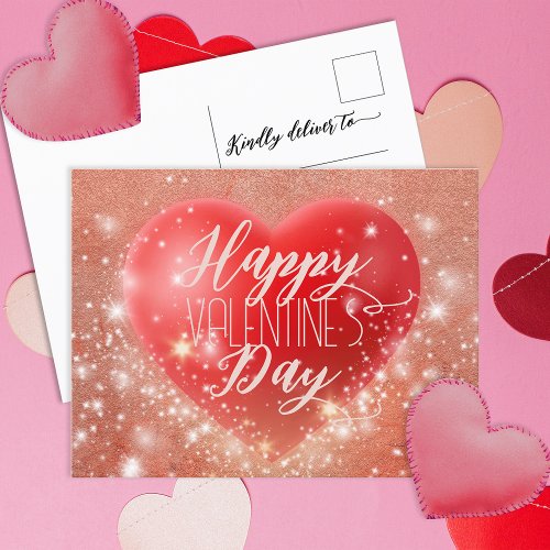 Magical Shimmering Shining Red Heart Valentines  Postcard