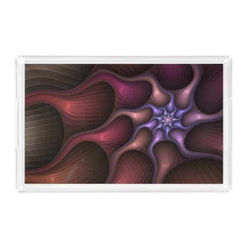 Magical Shiny Abstract Striped Colorful Fractal Acrylic Tray