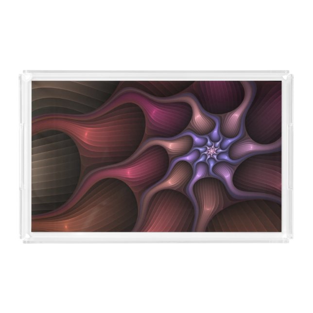 Magical Shiny Abstract Striped Colorful Fractal Acrylic Tray (Front)