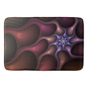 Magical Shiny Abstract Striped Colorful Fractal Bath Mat