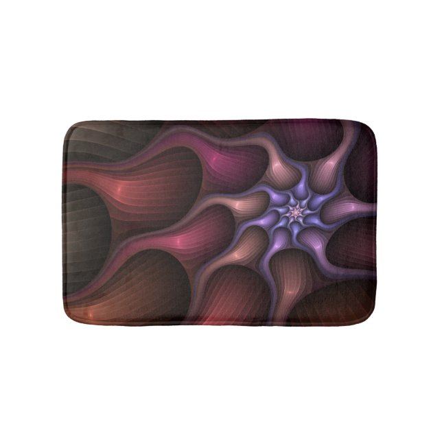 Magical Shiny Abstract Striped Colorful Fractal Bath Mat (Front)