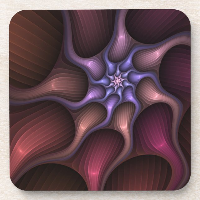 Magical Shiny Abstract Striped Colorful Fractal Beverage Coaster (Front)
