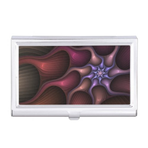 Magical Shiny Abstract Striped Colorful Fractal Business Card Case