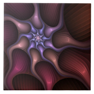 Magical Shiny Abstract Striped Colorful Fractal Ceramic Tile