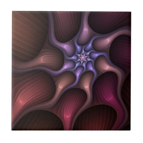 Magical Shiny Abstract Striped Colorful Fractal Ceramic Tile