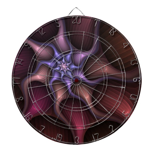 Magical Shiny Abstract Striped Colorful Fractal Dart Board (Front)