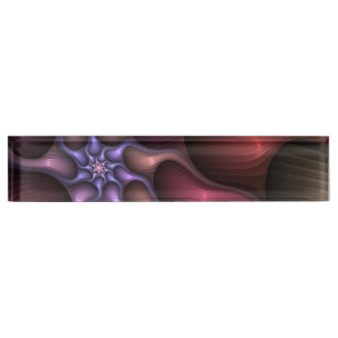 Magical Shiny Abstract Striped Colorful Fractal Desk Name Plate