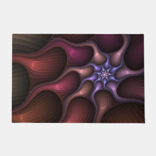 Magical Shiny Abstract Striped Colorful Fractal Doormat
