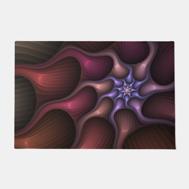 Magical Shiny Abstract Striped Colorful Fractal Doormat (Front)