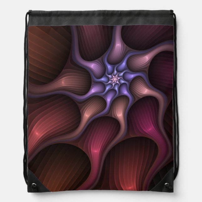 Magical Shiny Abstract Striped Colorful Fractal Drawstring Bag (Front)