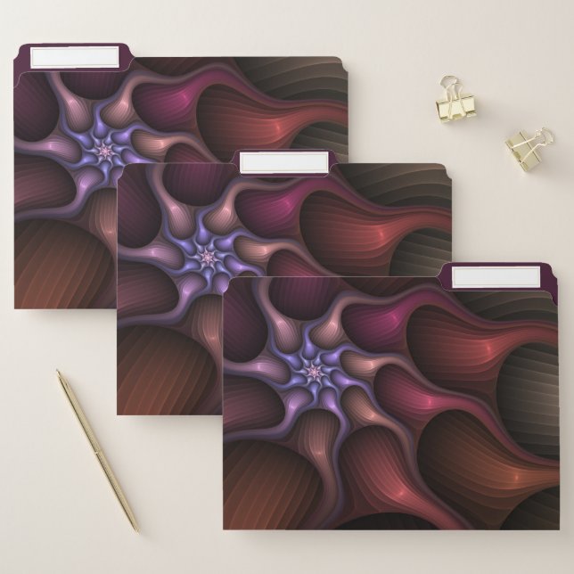 Magical Shiny Abstract Striped Colorful Fractal File Folder (Set)