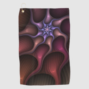 Magical Shiny Abstract Striped Colorful Fractal Golf Towel