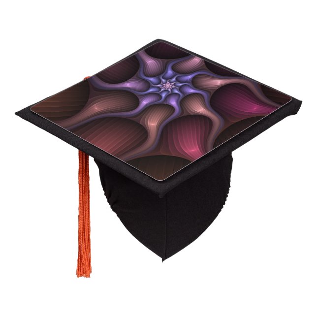 Magical Shiny Abstract Striped Colorful Fractal Graduation Cap Topper (Angled)