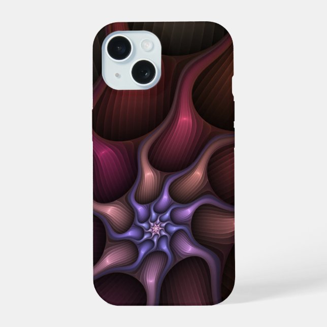Magical Shiny Abstract Striped Colorful Fractal iPhone 15 Case (Back)