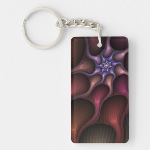 Magical Shiny Abstract Striped Colorful Fractal Keychain