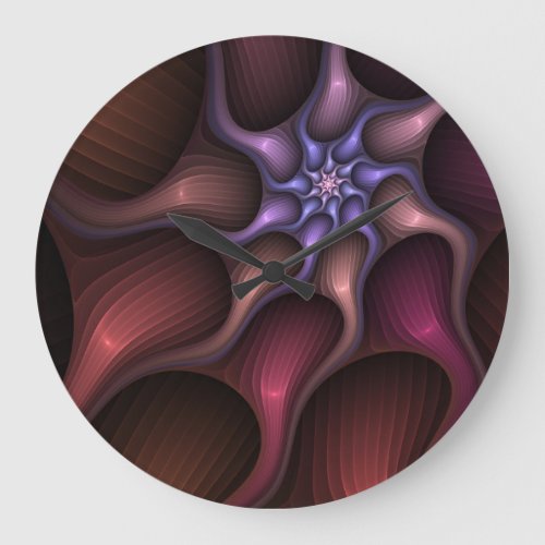 Magical Shiny Abstract Striped Colorful Fractal Large Clock